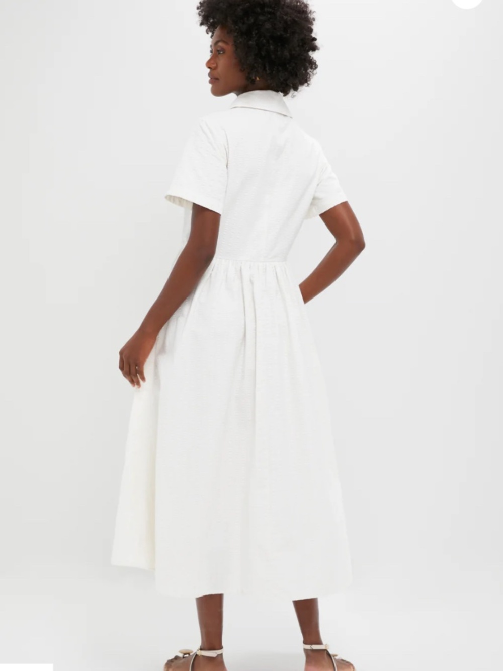 Tuckernuck White Seersucker Shawl Collar Adelaide Dress NWT - Picture 2 of 6